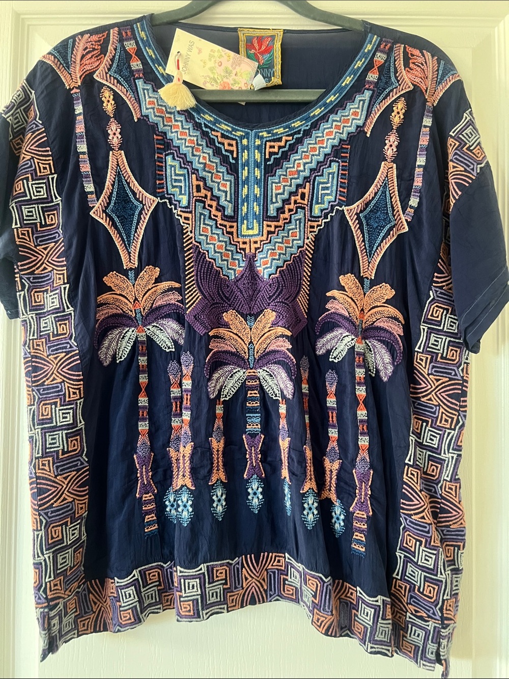 Johnny Was Mariafe Blouse in Navy size small NWT